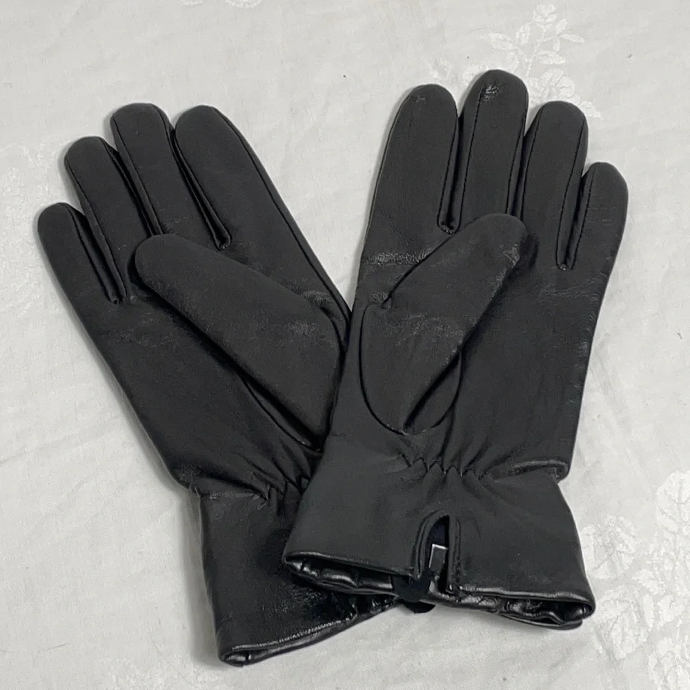 Vntg. Intercontinental Leather Industries Wmns. Black Leather Gloves Sz S